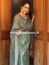 Banarasee Chanderi Silk Zari Buti Salwar Kameez Fabric With Digital Print Dupatta-Pastel Green