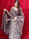 Banarasee Handloom Chanderi Silk Salwar Kameez Fabric With Chikankari Embroidery-Brown