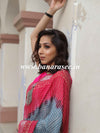 Linen Cotton Bagru Hand-Block Printed Saree-Pastel Blue & Pink