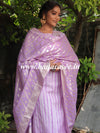 Banarasee Handloom Chanderi Silk Shibori Dyed Zari Work Salwar Kameez Dupatta Set-Lavender
