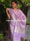 Banarasee Handloom Chanderi Silk Shibori Dyed Zari Work Salwar Kameez Dupatta Set-Lavender