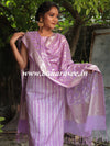 Banarasee Handloom Chanderi Silk Shibori Dyed Zari Work Salwar Kameez Dupatta Set-Lavender