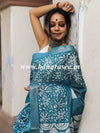 Bhagalpur Handloom Pure Linen Cotton Hand-Dyed Batik Pattern Saree-Rama Green