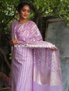 Banarasee Handloom Chanderi Silk Shibori Dyed Zari Work Salwar Kameez Dupatta Set-Lavender