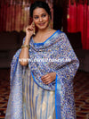 Banarasee Handloom Chanderi Cotton Shibori Salwar Kameez With Digital Print Dupatta-White & Blue