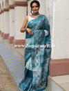 Bhagalpur Handloom Pure Linen Cotton Hand-Dyed Batik Pattern Saree-Rama Green
