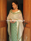 Banarasee Handloom Chanderi Silk Ombre Dyed Zari Work Salwar Kameez Dupatta Set-Pastel Green