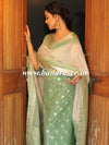 Banarasee Handloom Chanderi Silk Ombre Dyed Zari Work Salwar Kameez Dupatta Set-Pastel Green