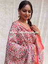 Banarasee Handloom Chanderi Cotton Shibori Salwar Kameez With Digital Print Dupatta-White & Red
