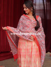 Banarasee Handloom Chanderi Cotton Shibori Salwar Kameez With Digital Print Dupatta-White & Red