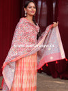 Banarasee Handloom Chanderi Cotton Shibori Salwar Kameez With Digital Print Dupatta-White & Red