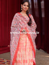 Banarasee Handloom Chanderi Cotton Shibori Salwar Kameez With Digital Print Dupatta-White & Red