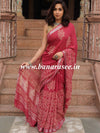 Linen Cotton Bagru Hand-Block Printed Saree-Maroon