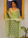 Banarasee Handloom Pure Chiffon Silk Kameez Fabric With Silver Zari Buta Dupatta-Green