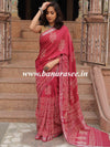 Linen Cotton Bagru Hand-Block Printed Saree-Maroon