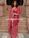 Linen Cotton Bagru Hand-Block Printed Saree-Maroon