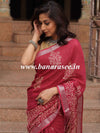 Linen Cotton Bagru Hand-Block Printed Saree-Maroon