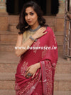 Linen Cotton Bagru Hand-Block Printed Saree-Maroon