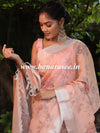 Banarasee Linen Cotton Digital Print Silver Zari Saree-Peach