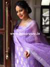 Banarasee Handloom Pure Chiffon Silk Kameez Fabric With Silver Zari Buta Dupatta-Lavender