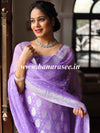 Banarasee Handloom Pure Chiffon Silk Kameez Fabric With Silver Zari Buta Dupatta-Lavender