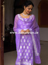 Banarasee Handloom Pure Chiffon Silk Kameez Fabric With Silver Zari Buta Dupatta-Lavender