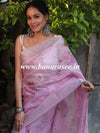 Banarasee Linen Cotton Digital Print Silver Zari Saree-Pink