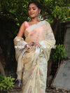 Banarasee Linen Cotton Digital Print Silver Zari Saree-Pastel Yellow