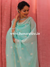 Banarasee Handloom Chanderi Silk Salwar Kameez Fabric With Chikankari Embroidery-Sea Green