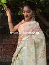Banarasee Linen Cotton Digital Print Silver Zari Saree-Pastel Yellow