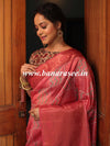 Banarasee Handwoven Semi Silk Saree With Digital Print & Broad Zari Border-Pink
