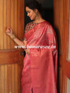 Banarasee Handwoven Semi Silk Saree With Digital Print & Broad Zari Border-Pink