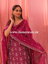 Banarasee Handloom Chanderi Silk Salwar Kameez Fabric With Chikankari Embroidery-Magenta