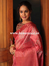 Banarasee Handwoven Semi Silk Saree With Digital Print & Broad Zari Border-Pink
