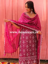 Banarasee Handloom Chanderi Silk Salwar Kameez Fabric With Chikankari Embroidery-Magenta