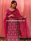 Banarasee Handloom Chanderi Silk Salwar Kameez Fabric With Chikankari Embroidery-Magenta