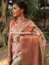Banarasee Handwoven Semi Silk Saree With Digital Print & Broad Zari Border-Beige