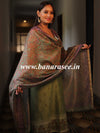 Banarasee Handloom Chanderi Silk Salwar Kameez With Chikankari Embroidery & Digital Print Dupatta-Olive Green