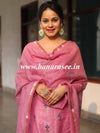 Banarasee Cotton Silk Embroidered Salwar Kameez With Hand-Painted Dupatta-Onion Pink