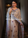 Banarasee Pure Handwoven Linen Salwar Kameez With Embroidered Design-Beige
