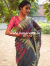 Banarasee Handwoven Silk Cotton Jamdani Saree With Resham & Zari Design-Grey