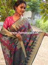 Banarasee Handwoven Silk Cotton Jamdani Saree With Resham & Zari Design-Grey