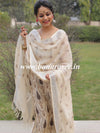 Banarasee Pure Handwoven Linen Salwar Kameez With Block Printed Design-Beige