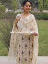 Banarasee Pure Handwoven Linen Salwar Kameez With Block Printed Design-Beige