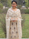 Banarasee Pure Handwoven Linen Salwar Kameez With Block Printed Design-Beige