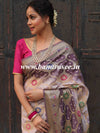 Banarasee Handwoven Semi-Silk Saree With Bandhej & Floral Zari Border-Mauve