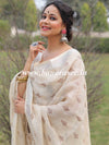 Banarasee Pure Handwoven Linen Salwar Kameez With Block Printed Design-Beige