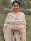 Banarasee Pure Handwoven Linen Salwar Kameez With Block Printed Design-Beige