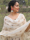 Banarasee Pure Handwoven Linen Salwar Kameez With Block Printed Design-Beige