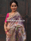 Banarasee Handwoven Semi-Silk Saree With Bandhej & Floral Zari Border-Mauve